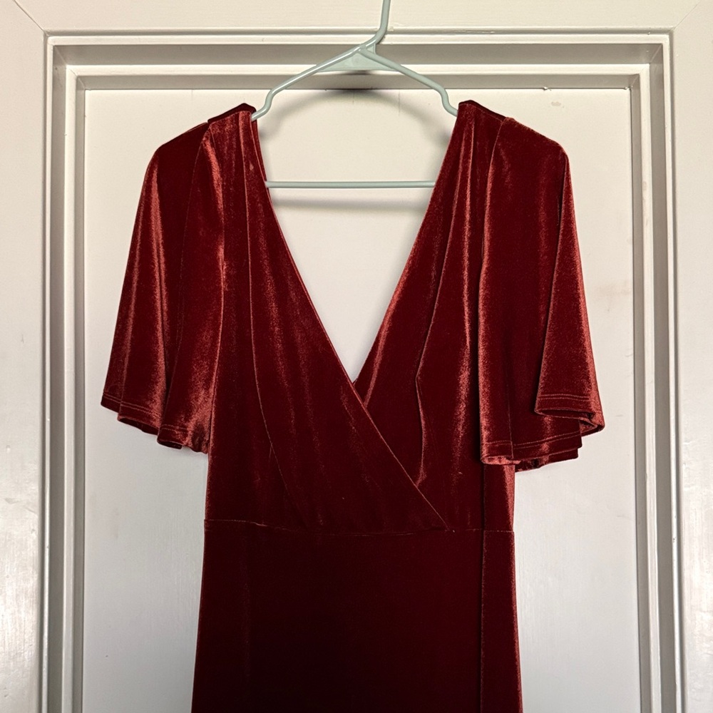 Ever Pretty Velvet Brick Red Dress